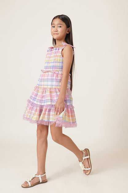 Girls Multi Seersucker Check Dress