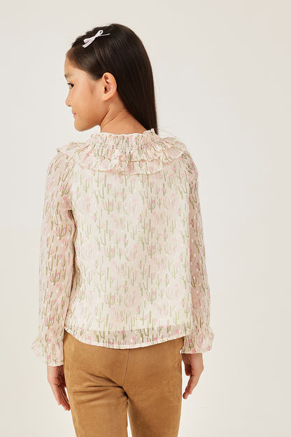 Girls Multicolor Abstract Print Woven Top