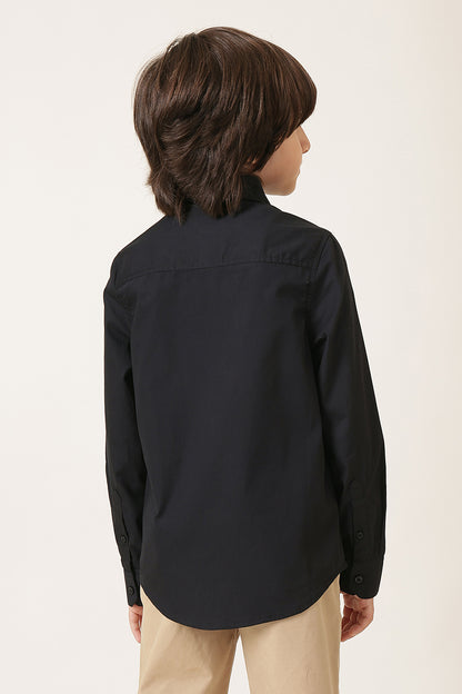 Boys Black Poplin Cotton Shirt