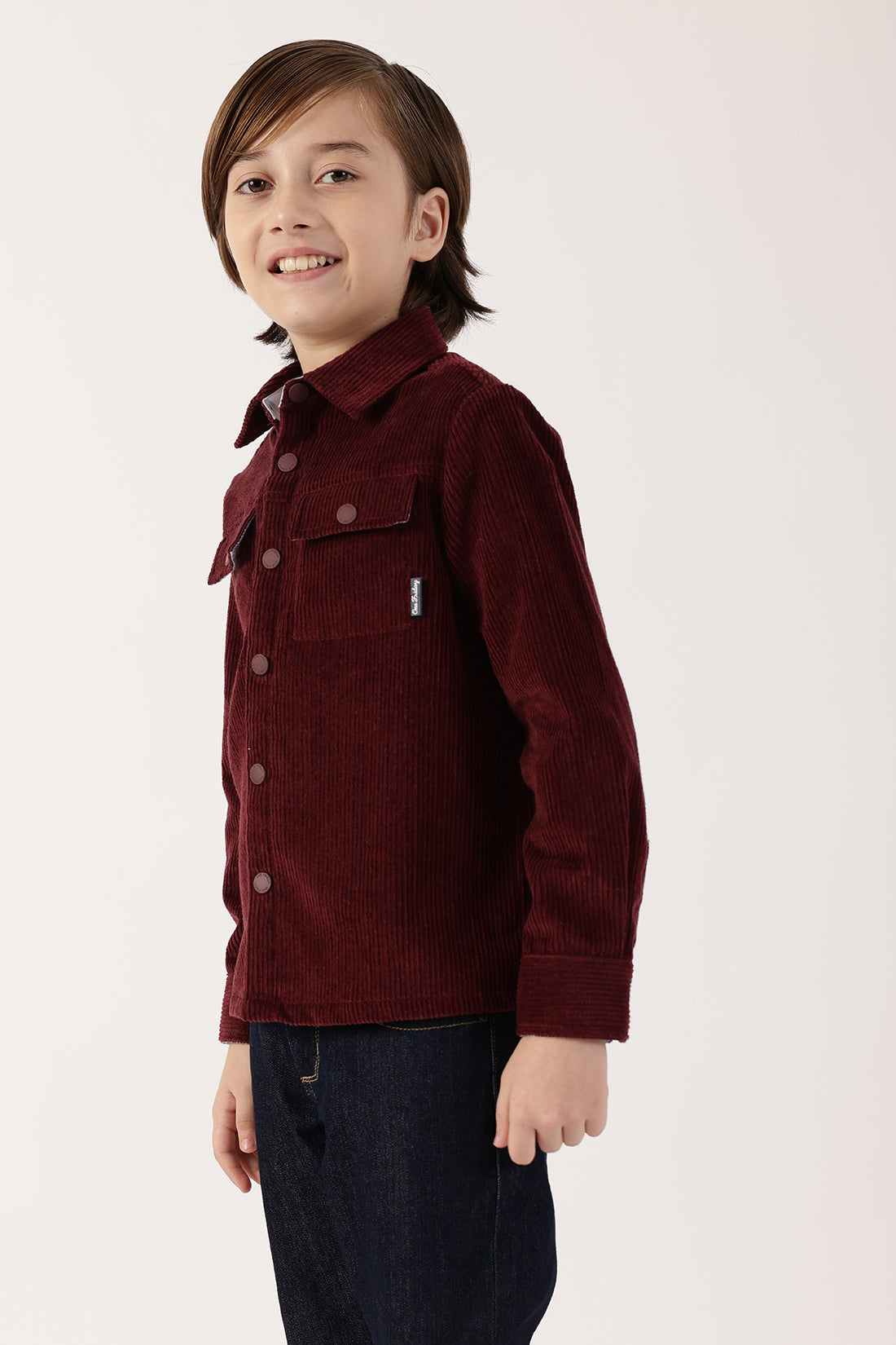Boys Burgundy Cotton Knit Overshirt