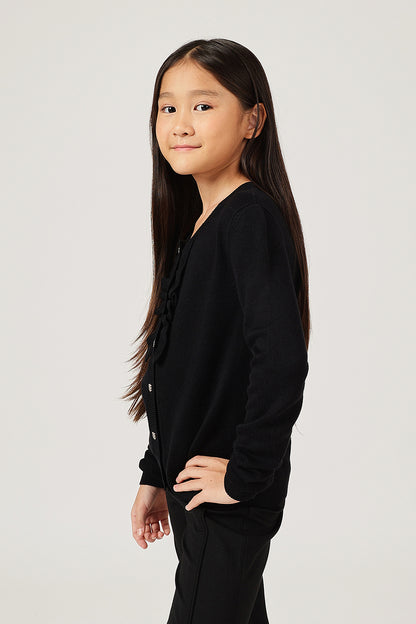 Girls' Black Sweater with Frill Detailing One Friday