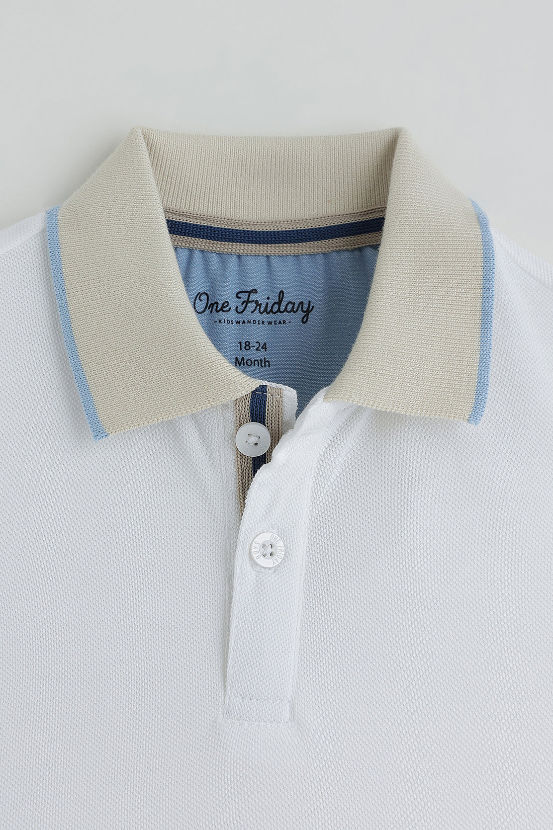 Kids Boys White Regular Short Sleeve Solid T-Shirt By One Friday