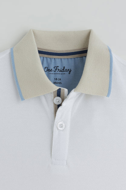 Kids Boys White Regular Short Sleeve Solid T-Shirt By One Friday