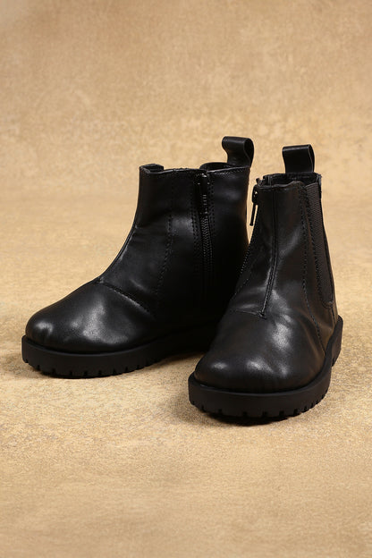 Boys Black Solid Boots