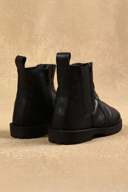 Boys Black Solid Boots