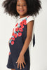 One Friday Kids Girls Navy blue & White A-line Floral Printed Dress