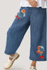 One Friday Kids Girls Floral Printed Blue Flared Pants - One Friday World