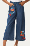 One Friday Kids Girls Floral Printed Blue Flared Pants - One Friday World