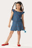 One Friday Kids Girls Indigo Blue Denim Top With Embroidery