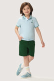 One Friday Kids Boys Blue Stretchable Polo Tee with Embroidery