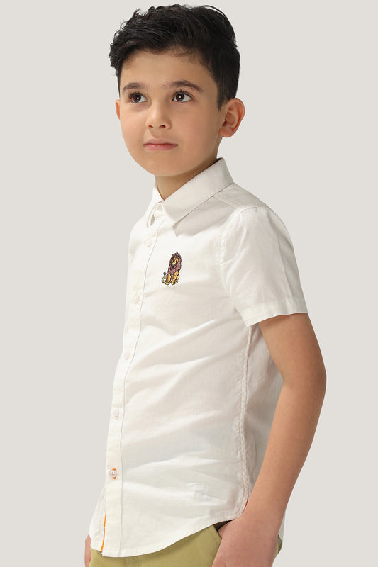 Kids Boys Off White Lion King Printed Cotton Shirt