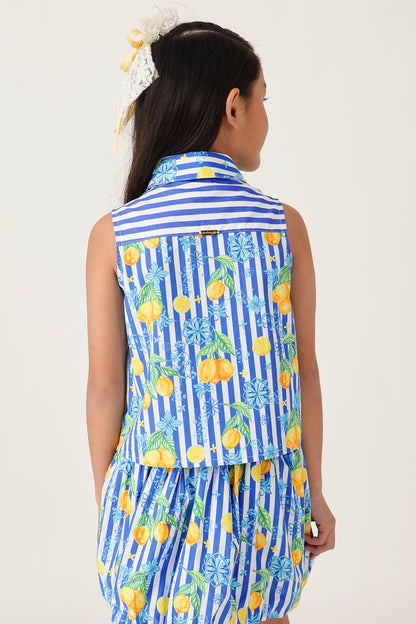 Girls Multicolor Printed Sleeveless Tops By Regular Fit - One Friday