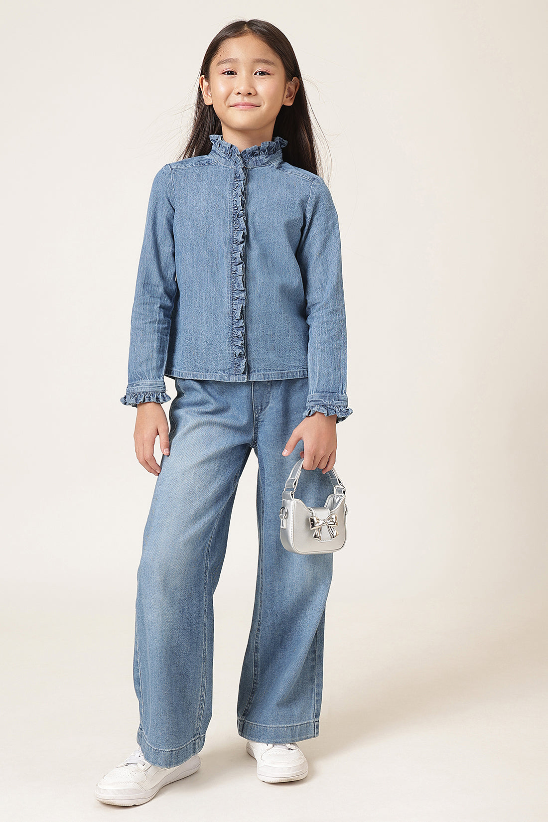 Girls Blue Full Sleeve Denim Shirt