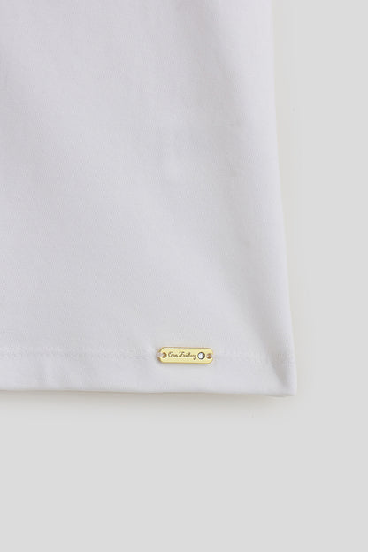 Girls White Regular Fit Sleeveless Solid Tops / One Friday