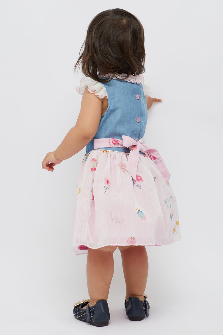 Baby Girls Blue Winnie Multi Printed Dress