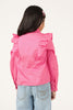 Girls Pink Cotton Shirt Collar Cap Sleeve Top