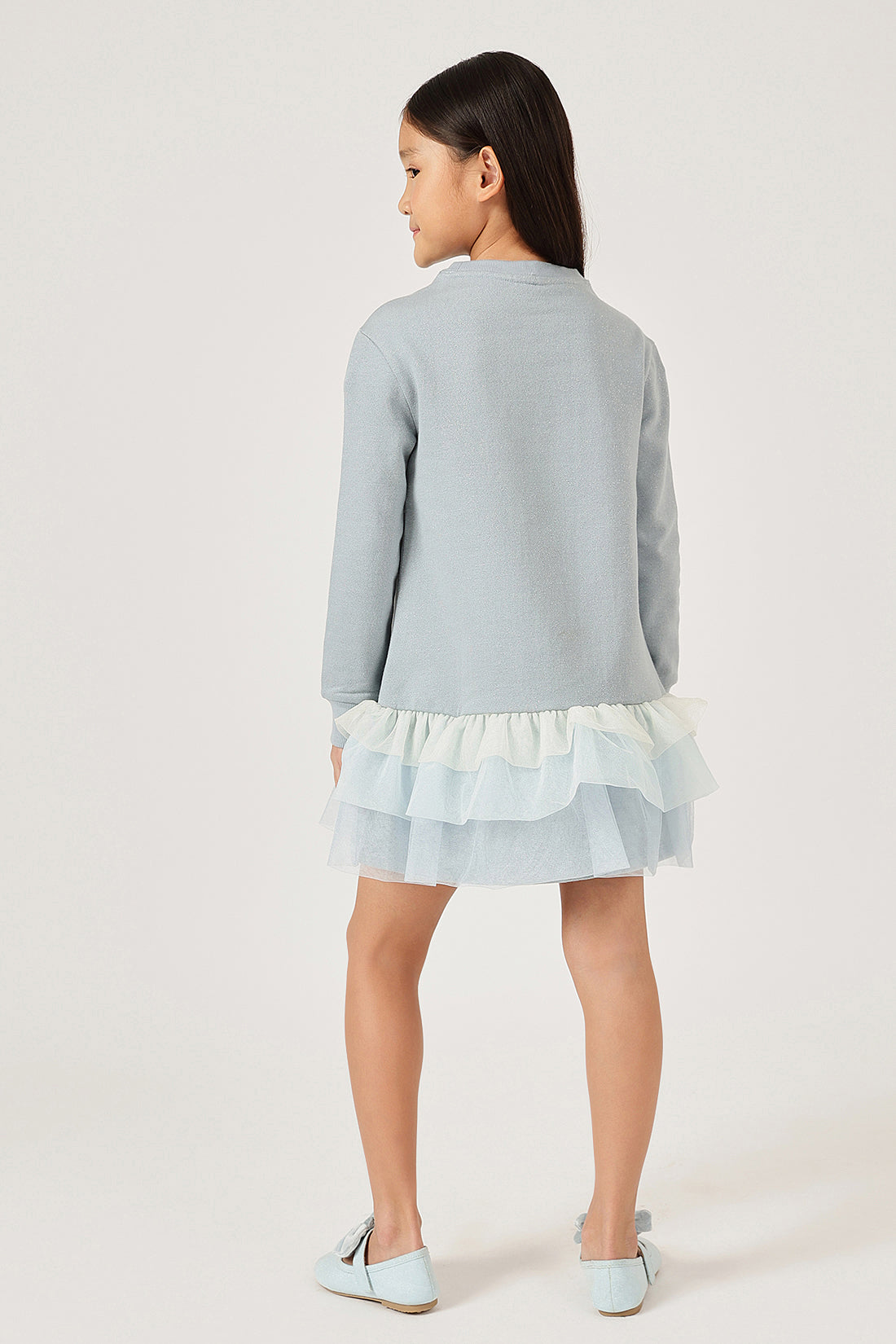 Girls Solid Cotton Knit Full Sleeve Dress