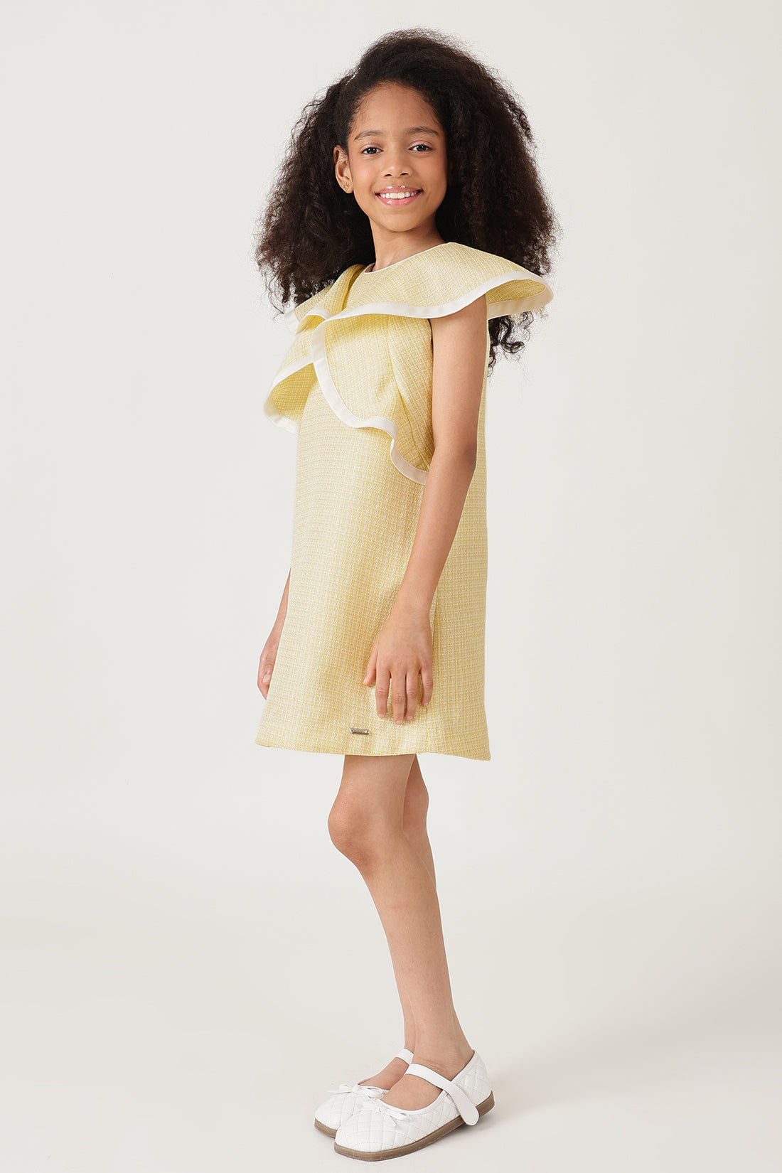 One Friday Girls Yellow Boucle Dress