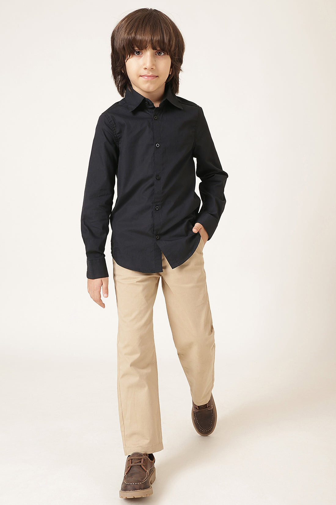 Boys Black Poplin Cotton Shirt