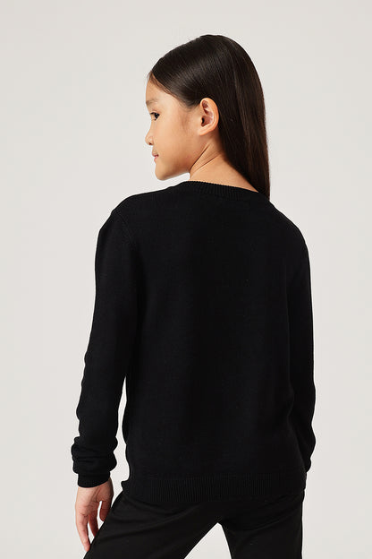 Girls' Black Sweater with Frill Detailing One Friday