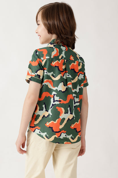 Boys Multi Color Loose Fit Half Sleeve Printed Shirts By One Friday
