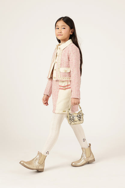 Girls Pink Check Woven Skirt