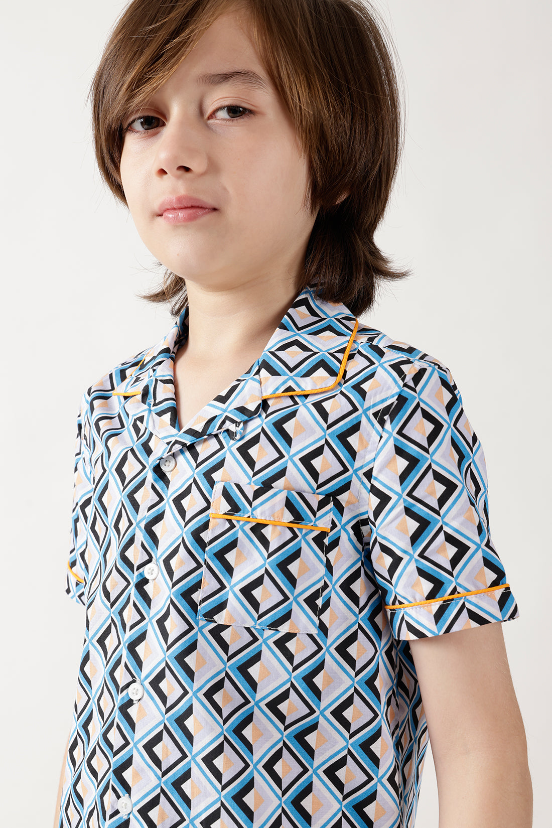 Boys Blue Half Sleeve Printed Co-ord Set by One Friday