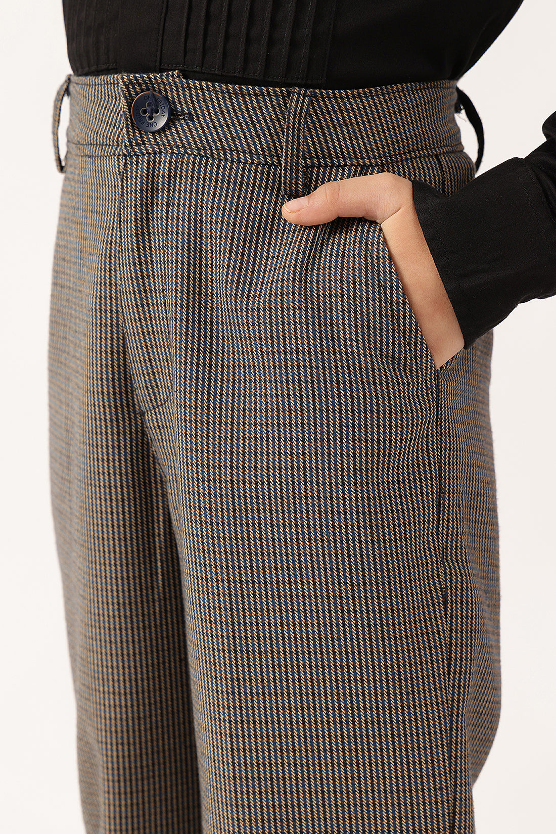 Boys Multi-Colored Solid Woven Trousers