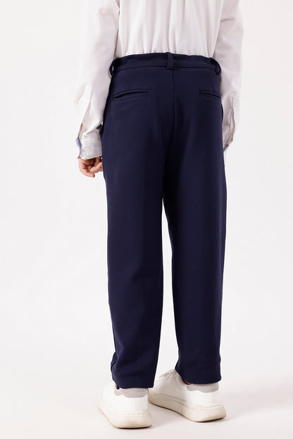 Boys Navy Blue Lycra Trouser