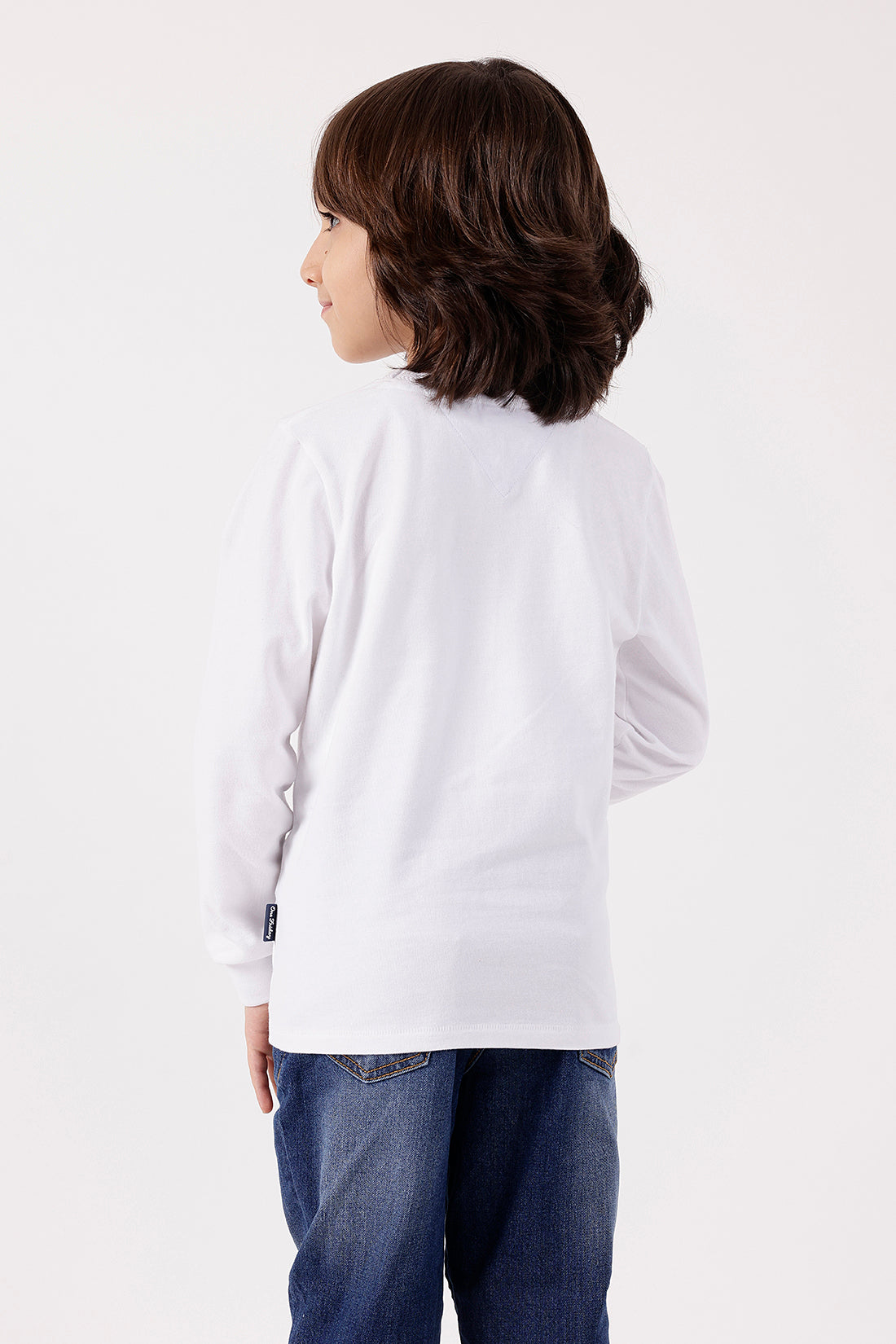 Boys White Solid T-Shirt