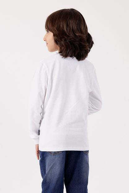 Boys White Solid T-Shirt