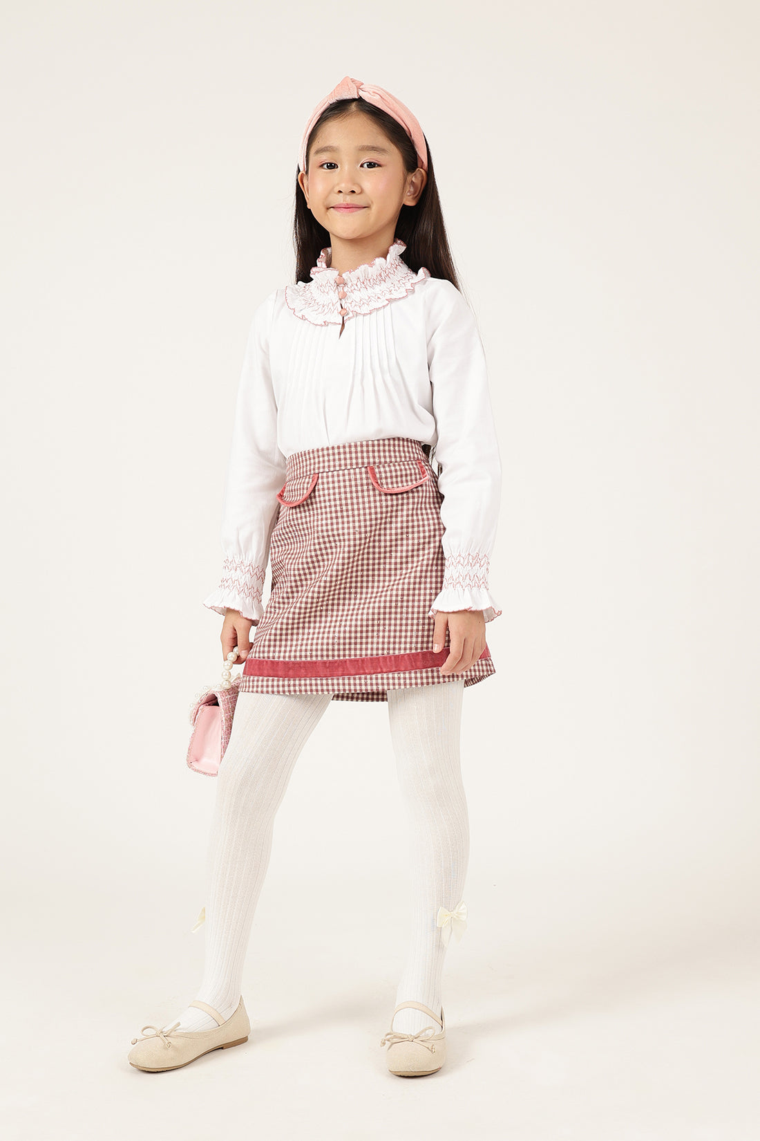 Girls Multicolor Check Woven Skirt