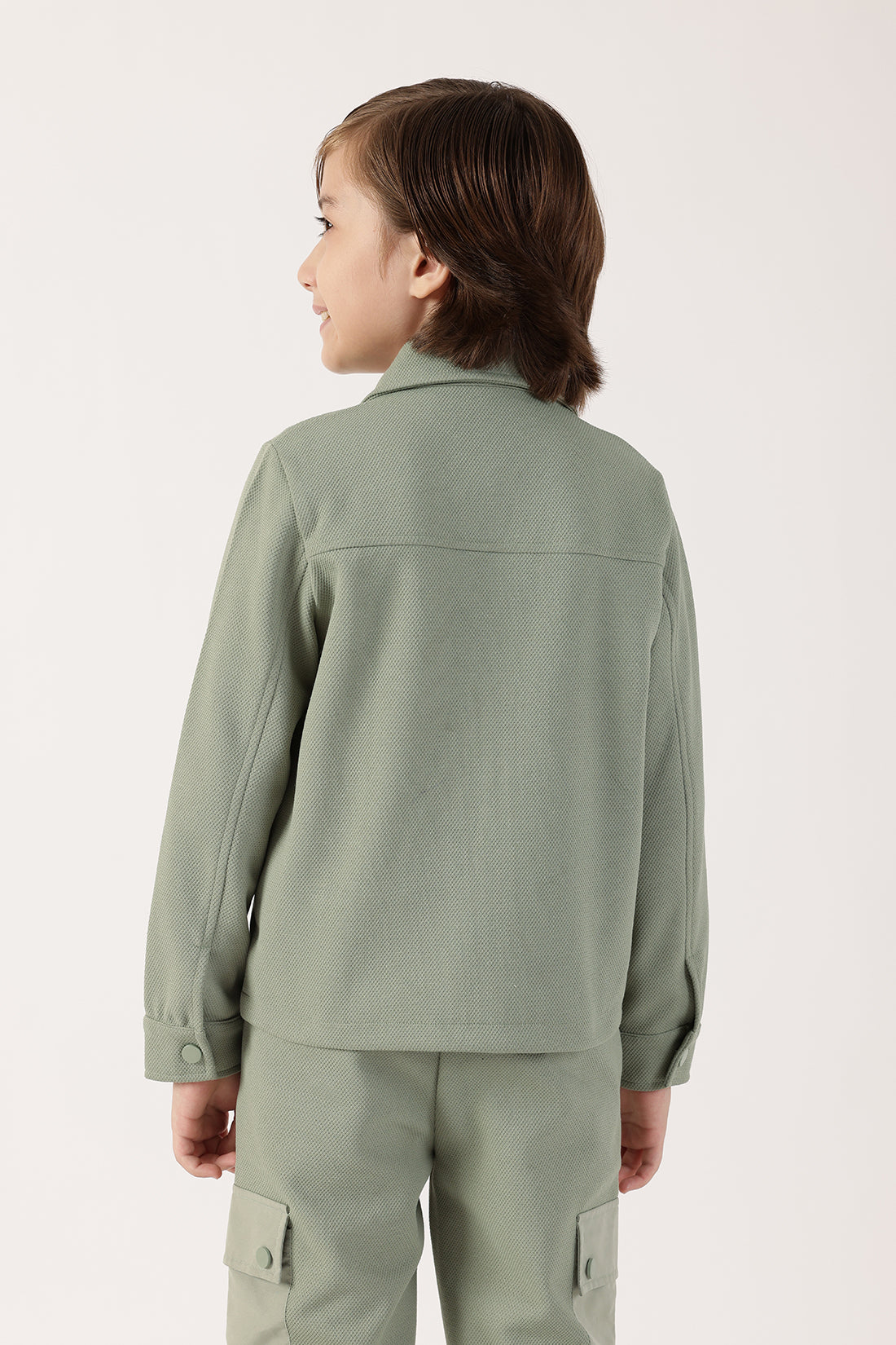 Boys Sage Green Cotton Knit Overshirt One Friday