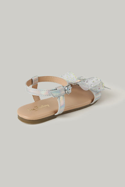 Girls Silver Open Toe Sandals