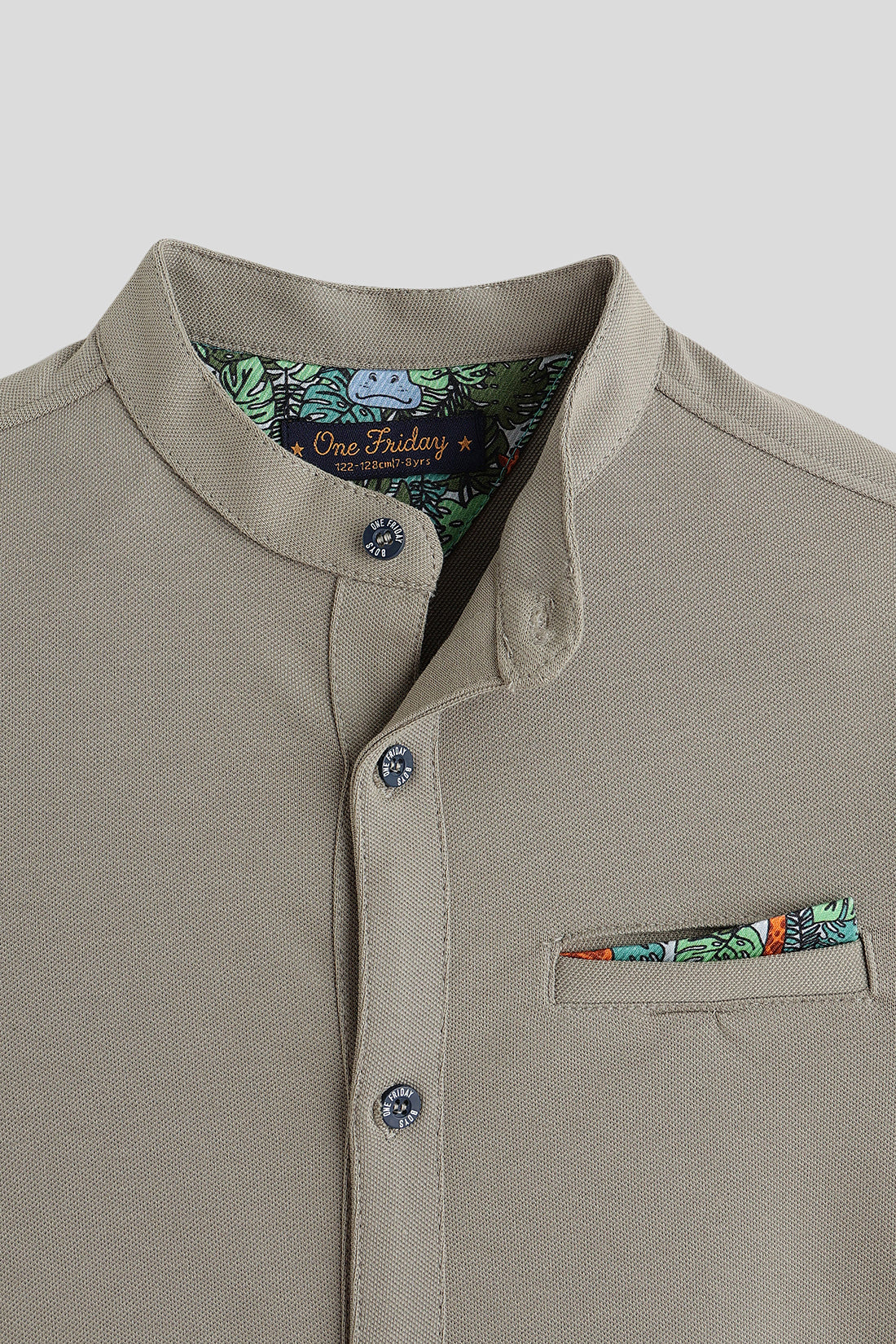 Boys Grey Half Sleeve Solid Shirt by One Friday