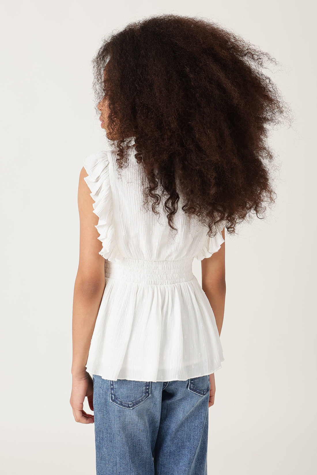 Girls Off-White Regular Fit Sleeveless Solid Top by One Friday