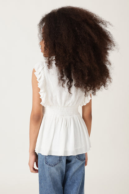 Girls Off-White Regular Fit Sleeveless Solid Top by One Friday