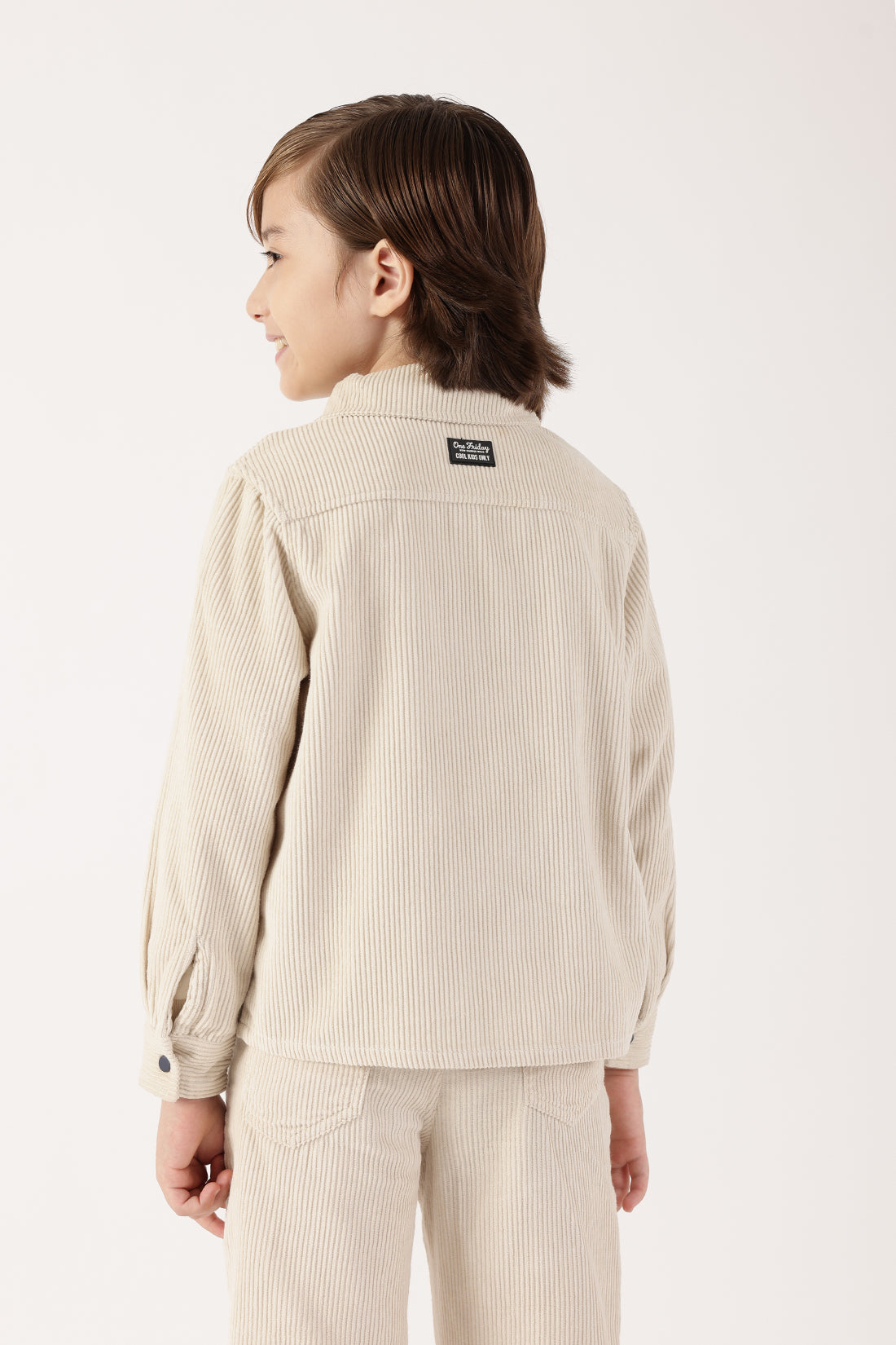 One Friday Boys Beige Cotton Knit Overshirt
