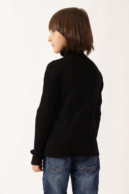 Boys Black Turtle Neck Jumper