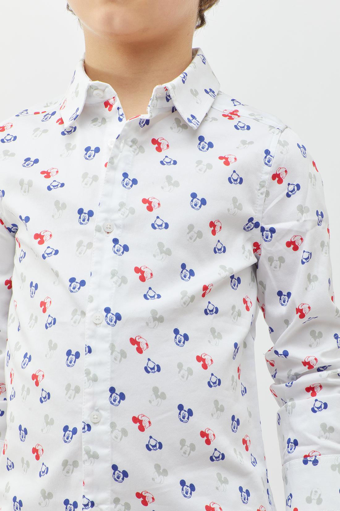 One Friday Mickey Mouse Print White Shirt