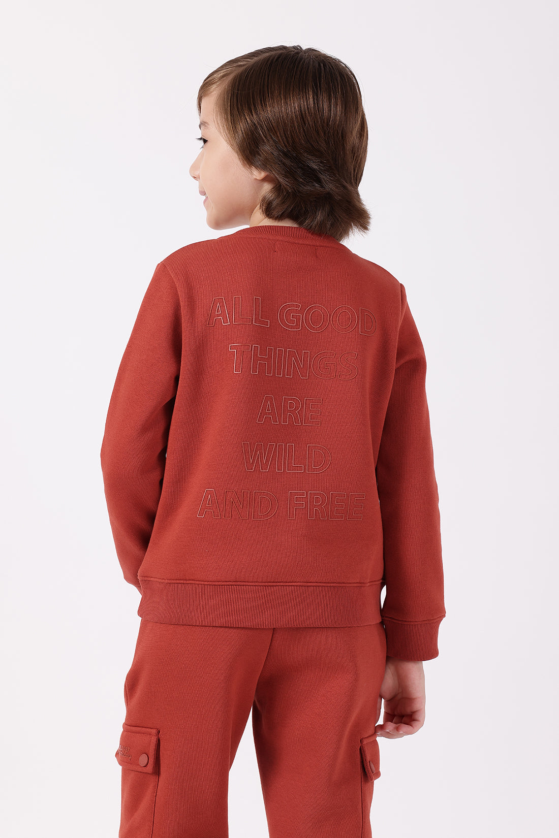 Boys Orange Cotton Blend Sweatshirt