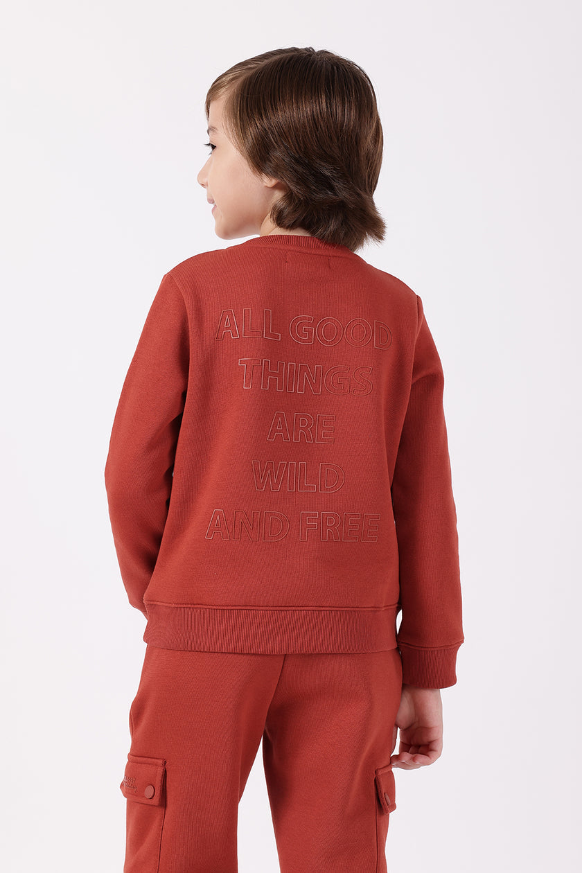 Boys Orange Cotton Blend Sweatshirt