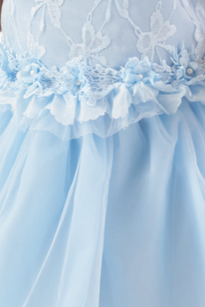 Baby Girls Blue Off-Shoulder Party Dress