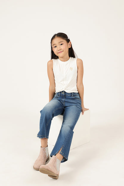 Girls Blue Classic Fit Cotton Denim Jeans | One Friday