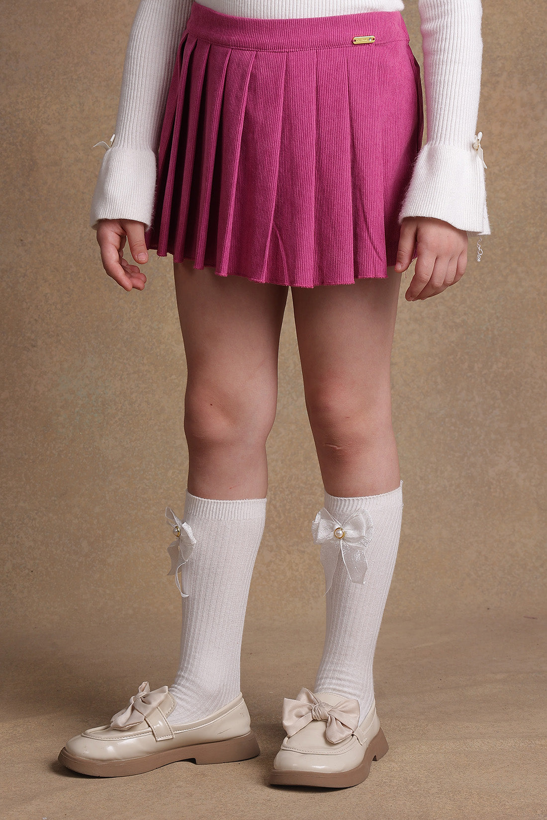 Girls Pink Pleated Skorts