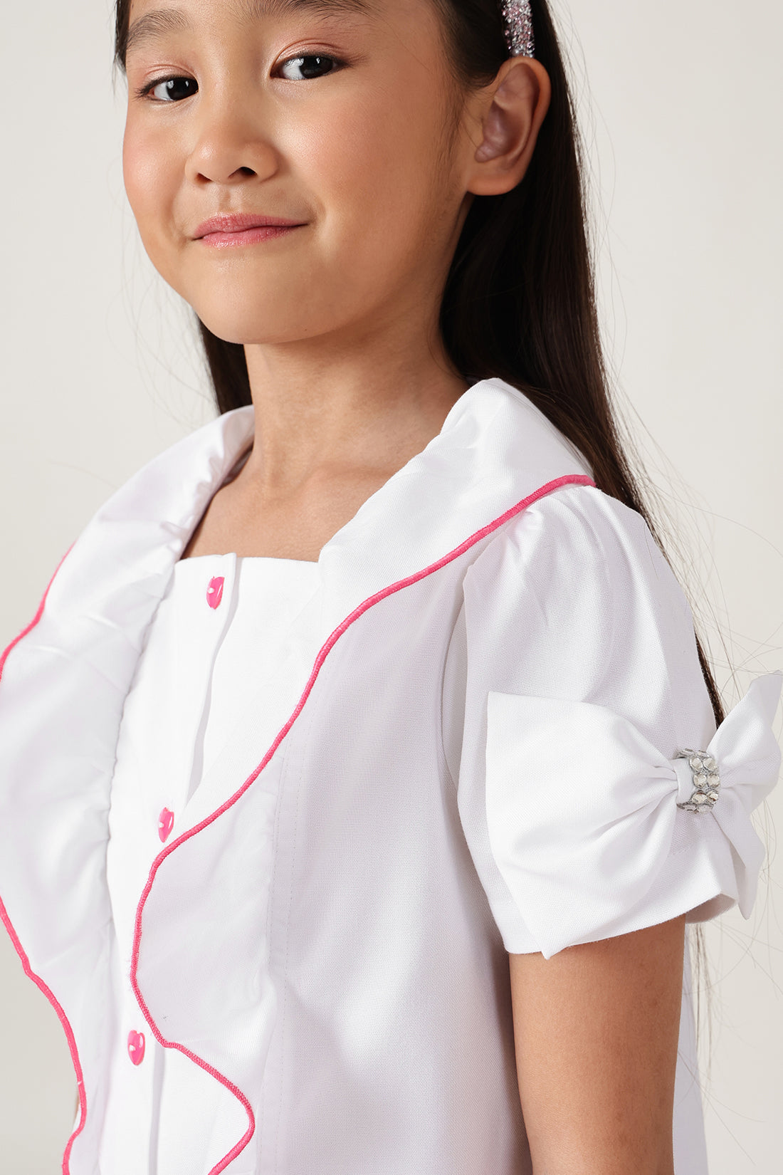 Girls White Regular Fit Short Sleeve Solid Top By One Friday