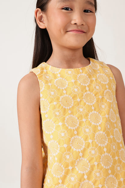 One Friday Girls Yellow Schiffly Dress