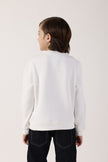 Boys White Sweatshirt – Full Sleeves Cotton Blend Knit | One Friday