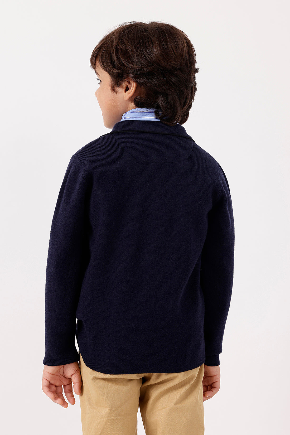 Boys Navy Blue Knit Cardigan One Friday