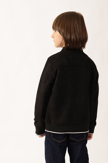 Boys Black Winter Jacket Outerwear with Zip